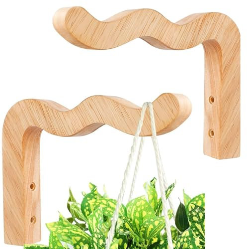 Taicols Halterung zum Aufhängen von Pflanzen für Blumenkörbe, Wandhaken im Holz, Haken für Pflanzen, Haken für Pflanzen, eine Wand für hängende Pflanzen (2)