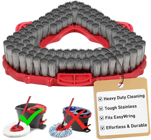 Tête de brosse à récurer métallique compatible avec O Cedar EasyWring 1-Tank - Accessoire de balai rotatif robuste en acier inoxydable pour béton, terrasse, patio, garage, cuisine et nettoyage des