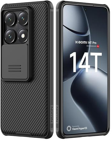 Nillkin Funda para Xiaomi 14T Pro 5G - Protección de Cámara con Cubierta Deslizable, Prueba de Golpes y Resistente a los Arañazos, Compatible14T Pro 2024 5G Negro