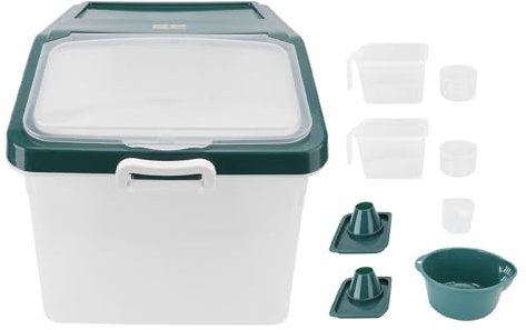 NOENNULL Rice Storage Container 25KG Large PP Sealed Rice Dispenser Flour Container Bin with Measuring Cups for Kitchen for Rice, Grain, Pet Food, Flour