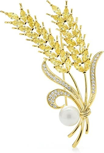 CTRSM Brosche, Broschen for Damen, modisches Zubehör, Elegante Weizenbrosche in Zirkonia, Weizenform, Hochzeitsbankett-Brosche, Anstecknadel