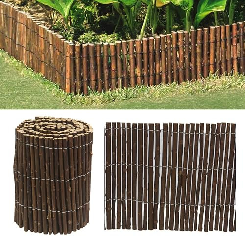 ADEPTNA Willow Wooden Edging – 2M x 20cm Garden Border Fence | Flexible, Weather-Resistant Lawn Edging for Garden, Flower Beds, Patios & Walkways