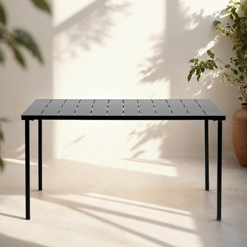 IDIMEX Gartentisch Azalea 140x80cm, schwarz - Outdoor Tisch wetterfest für Garten Balkon & Terrasse, Terrassentisch für 6 Personen, Stabil & pflegeleicht Tisch für draußen