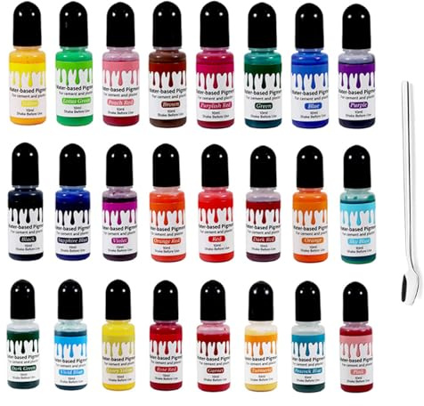 Ronoza Farbe für Gießpulver, 24 Farben Set für Beton Gips, Hochkonzentrierte Farbpigmente für Modellbau, DIY und Kreativprojekte, Leicht lösliches Pulver, Betonfarbe Pulver Gipsfarbe je 10ml