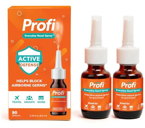 Profi™ Nasal Immune Spray – Cleansing Gel Layer for Airborne Exposure, Up to 8 Hours, Drug-Free Nasal Spray for Everyday Use, Travel, Work & Crowded Spaces (180 Sprays)