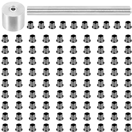 Gokelomg 1 juego de herramientas de 100 piezas de remaches de uñas herramientas de instalación con clavos de latón plateado