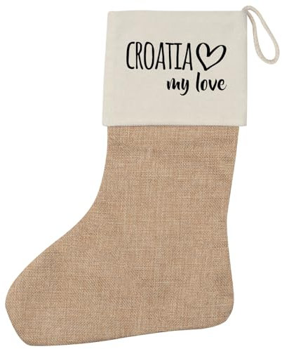 Huuraa Weihnachtsstrumpf Croatia My Love Geschenk Beige Jute Croatia Geschenkidee