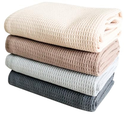 WUSJCOF Paños de cocina de algodón con textura de waffle, 4 unidades, kitchen towels, trapos balletas cocina (35x35cm) (Cuatro colores)