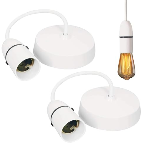 2PCS Ceiling Pendant Light Fitting, White B22 Lamp Holder 6”(150mm)