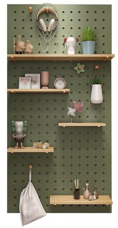 HJZALMI Tablero Perforado De Madera, Kit Organizador De Pared Combinado, Panel De Pared De 1,6 Cm De Grosor para Cocina, Dormitorio Y Sala De Manualidades(Verde,60x80cm(23.6x31.5in))