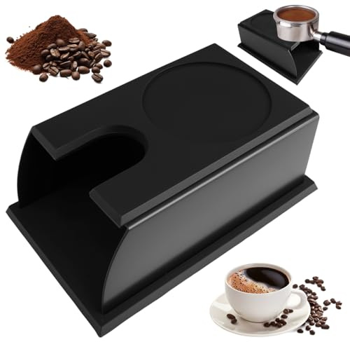 Station de Tassage de Café, Tamper Station Antidérapant | Base de Tassage Noire en Acier Inoxydable Et Silicone, pour Barista Table Coffee, pour Toutes Les Tailles De Tasses