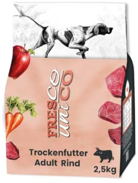 FRESCO Dog Unico Rind 2,5kg | Hundefutter trocken getreidefrei | 67% Frischfleisch, Monoprotein, hohe Verträglichkeit | Gesundes Adult Trockenfutter für Hunde sensitiv | Aus Deutschland