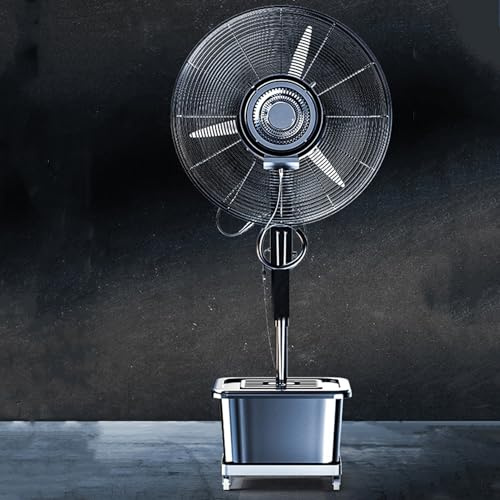 Ventola di Raffreddamento per Esterni con Serbatoio Acqua e Ruote, Ventilatore Industriale a Piedistallo ad Alta velocità, Ventilatore da Pavimento Oscillante Ventilatore da Terra a 3 velocità per
