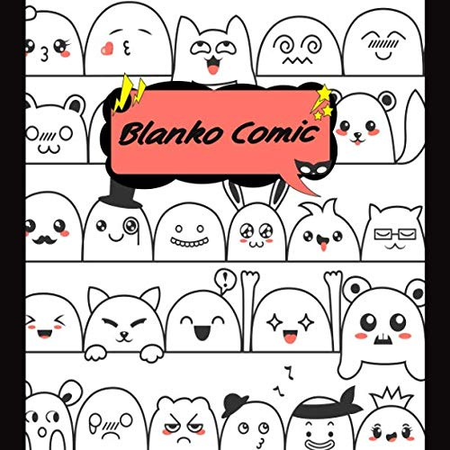 BLANKO COMIC: Comic Heft mit über 40 verschiedenen Action Vorlagen zum Zeichnen des eigenen Comics | Quadratisches Format 8,5 x 8,5 | Comicbuch Motiv: Cute Kawaii Monsters Manga Style