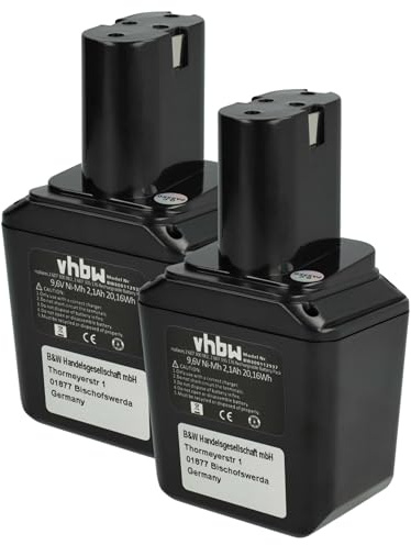 vhbw 2 x NiMH batteri 2100 mAh (9,6 V) för elverktyg Bosch GSB 9, 6VET slagborrning, GSC 9, 6 V plåtsax som 260730002, BH-964N