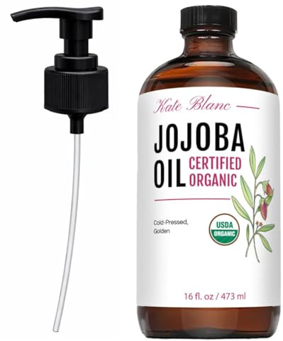 Kate Blanc Cosmetics Jojoba Oil for Hair, Face & Skin. Gua Sha Oil for Face Massage & Dermaplaning (16oz, Organic, 100% Pure, Natural)