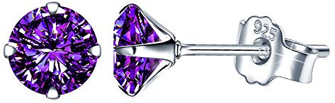 Yumilok Boucles d'oreilles femme fille, en 925 argent, Boucles d'oreilles zircon coloré, Cadeau de Noël anniversaire