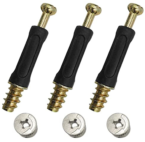 Eyech 50 Set Furniture Connecting Fittings with Dowel, Cam Lock Nuts and Screws for Wardrobe and Cabinet Drawer Dresser