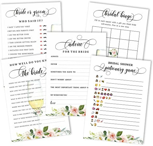 Inkdotpot Blumen Brunch & Sekt Theme Junggesellinnenparty Spiele Eingestellt 5Er Bündel (Aktivitäten Für 50 Gäste) Spaß Brautdusche Spiele Eingestellt