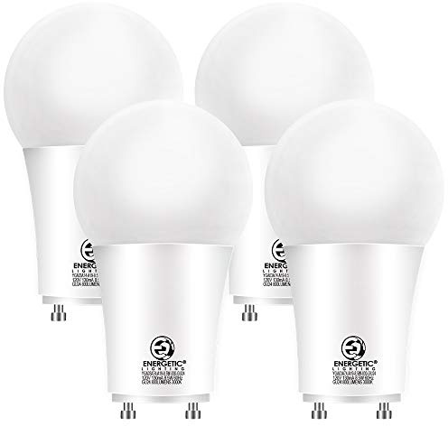 Energetic GU24 LED Light Bulb, 60 Watt Equivalent (8.5W), 3000K Warm White, 800 Lumens, Non-Dimmable, 2 Prong Light Bulb, UL Listed, 4 Pack