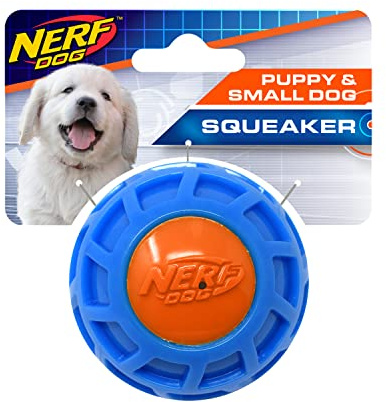 NERF Dog TPR EXO Quietschball, 6,4 cm, Blau/Orange