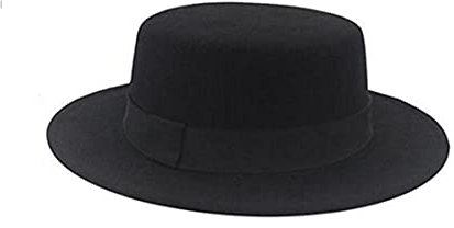 Flacher Hut, Uni, klassisch, schwarz, modisch, Fedora, Derby, elegant, Jazz, breite Krempe, Derby, perfekt für Hochzeitsfeier, Schwarz , One size
