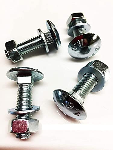 4 Stück M12 x 75 Schlossschrauben Flachrundschrauben BZP 4.8 komplett mit Vollmuttern & Form-A Unterlegscheiben DIN 603