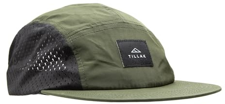 Tillak Wallowa Trail Hat, a Lightweight Nylon and Stretch Mesh 5 Panel Cap (Fir Green)