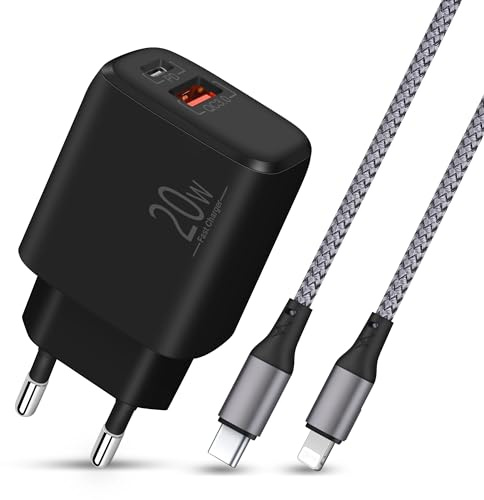 für iPhone Ladegerät +2M Lightning Ladekabel für iPhone 14 13 12 11 XR XS | 2-Port 20W USB C Netzteil PD&QC Stecker Kabel Kompatibel mit iPhone 8 7 6 SE, iPad