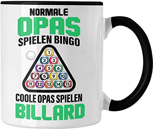 Trendation - Billard Opa Tasse Geschenk Billardspieler Geschenkidee Kaffeetasse Pool (Schwarz)