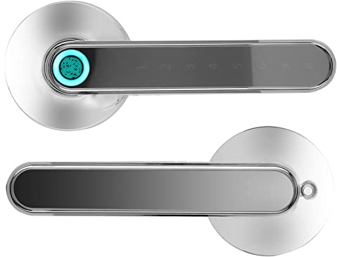 Leapiture Fingerabdruck-Türschloss Türgriff mit Tastatur Keyless Entry Türschloss Biometrisches intelligentes USB-Ladetürschloss Home Hotel Office Apartment Schlafzimmer geeignet(helles Chrom)