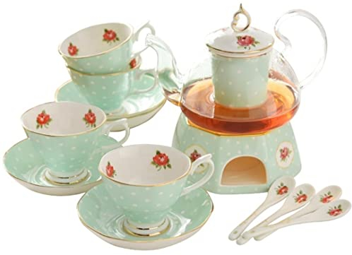 Service a the Service à café Service à thé Service À Thé En Céramique 9 Pièces Service À Café Fleur Pastorale Américaine Après-midi Tasse À Thé Et Soucoupe Ensemble Cadeau Tasse À Café Service Japonai