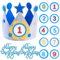 HexinYigjly Corona de Cumpleaños de Unicornio, Corona de Sombrero Cumpleaños de Fiesta Infantil de Tela con Números Reemplazables 0-9, para Fiestas de Cumpleaños, Niños Y Niñas-Azul