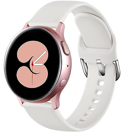 Dirrelo Sport Strap Compatible With Samsung Galaxy Watch Active/Active 2 40mm/44mm, 20mm Waterproof Silicone Replacement for Samsung Galaxy Watch 6/5/4 40mm 44mm Strap for Women Men,SmallApricot