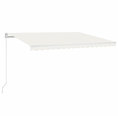 WIFESE Tenda da balcone retrattile con braccio articolato, 450 x 350 cm, colore crema, impermeabile, frangivista, protezione solare, per terrazza e balcone