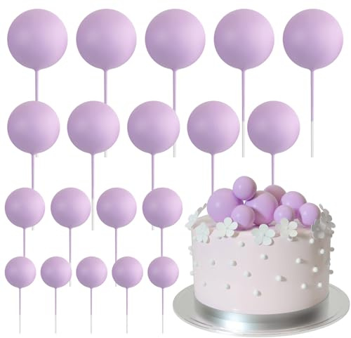 ASTARON 20 Stück Tortendeko Kugeln Cake Topper, Mini-Ballons Tortenaufleger für Hochzeit Party Babyparty Geburtstag Torte Dekorieren(Hellviolett) | Cake Topper Sticks, Graduation Cake Decoration, Wedding Cake Decor, Birthday Cake Ball Decor, Mini Balloons Cake Topper