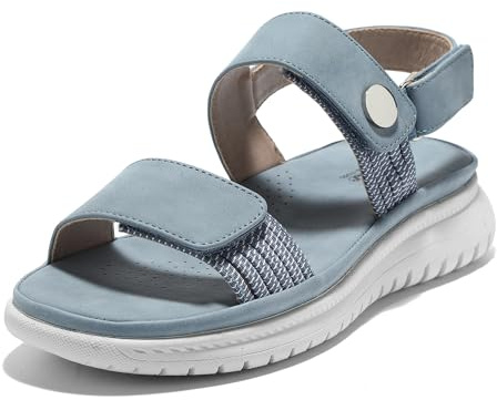JOMIX Sandali Donna Estivi a Strappo Sandali Bassi Eleganti Comodi Ciabatte con Elastici Regolabile da Casa Spiaggia Mare Scarpe Punta Aperta per Estate SD9295 (Blu, 39)