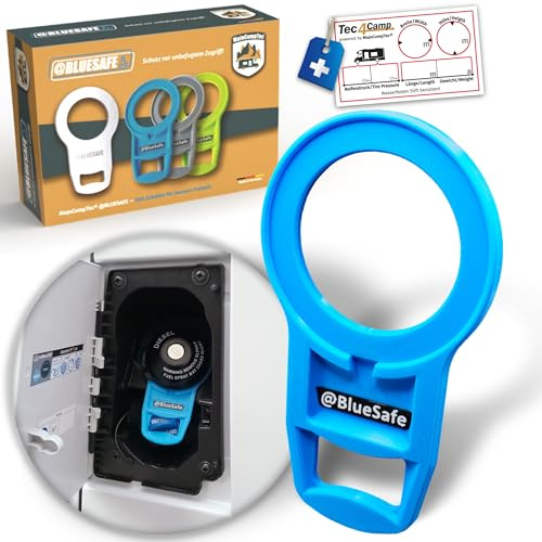 MaJoCompTec® ADBLUESAFE Tankdeckel Sicherung I Tanksicherung für AdBlue Tankverschluss Deckel I Zubehör Kastenwagen Camping Wohnmobil (Kunststoff Blau, Sicherung Boxer + Jumper + Ducato)