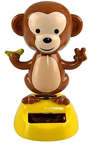 Solar Power Dancing Monkey Figure Office Decor, Bobble Head Doll Dashboard Ornament, Desktop Decor Gift for Christmas