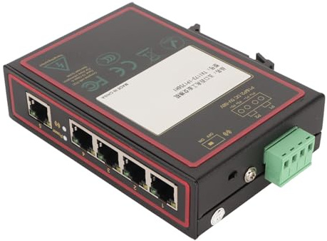 Switch Ethernet Industriale Gigabit a 5 Porte, Protezione IP40 Switch di Rete su Guida DIN 10/100Mbps, Switch di Rete Nominale da Meno 40 ℃ a 80 ℃ con 5 Porte RJ45 Adattive