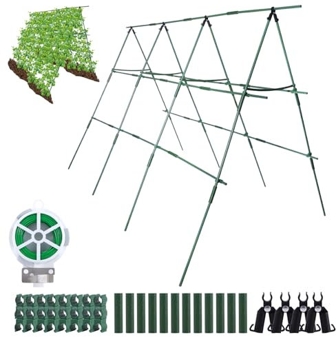 SZMDLX Cucumber Trellis,65×48in Large Cucumber Support Frames,A-Frame Plant Support Trellis, DIY Adjustable Plant Support Frame for Climbing Plants Vegetables, Flowers, Fruit Grow ﻿
