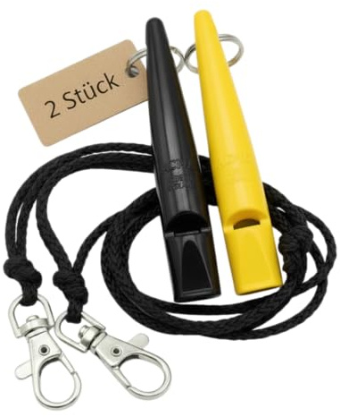ACME Hundepfeife No. 211,5 mit Pfeifenband | Im Doppelpack | 2 Pfeifen inklusive 2 Bänder | Ideal für den Rückruf - Laut und weitreichend (Black + Yellow)