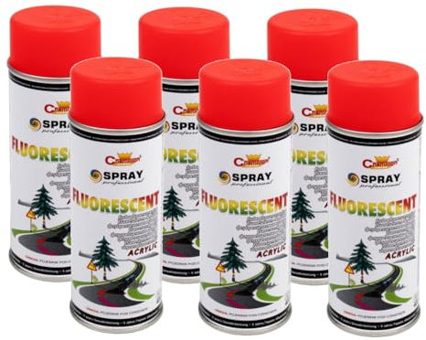 VE-INDUSTRIES 6x Sprühlack Leuchtspray Neon rot Lackspray 400ml Leuchtfarbe Matt Signalspray