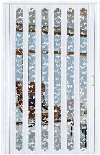 FalttüR 38 „X 80“ PVC Akkordeon Tür Für Schrank, Haushalt Raumteiler Falttür Mit Top Track & Handle/Custom Size Innentür Für Rv Mobile Home Schlafzimmer (Color : White, Size : 75x80in(190.5x203.2c