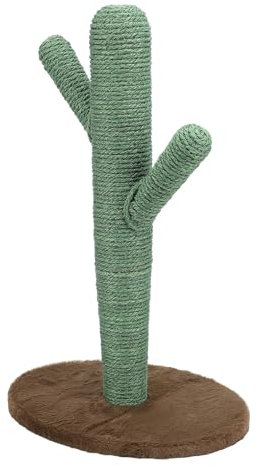 Poste rascador de cactus para gatos, 2 alturas, seguro para gatos, base estable, fácil de montar, base táctil cómoda, rascador de madera de pino de sisal, verde