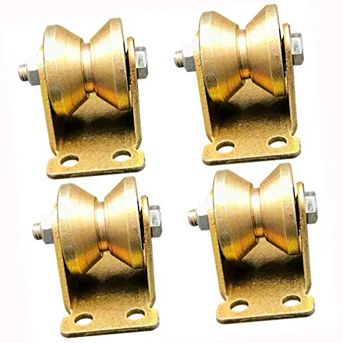 VOKQIQAI Schwerlastrollen 4 starre Schwerlastrollen, V-förmige Schienenrollen, V-Nut-Lenkrolle aus Stahl, für Rückwärtslauf, Rolltor, Schiebetor, Industriemaschinen, Drahtseilschiene, Doppellager