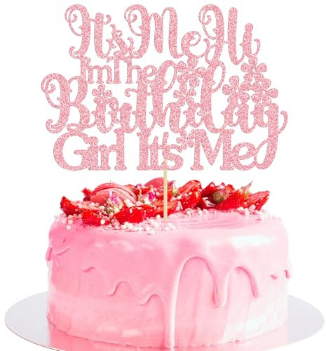 Ephlyn 1Pc It's Me Hi I'm the Birthday Girl It's Me Cake Topper Funny Birthday Cake Decoration for Girls Birthday Party Hip Hop Singer Birthday Party Decorations Pink