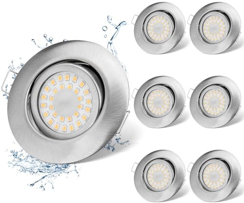 UKawhi LED Einbaustrahler 230V 3 stufe Dimmbar LED Spots 5W IP44 Bad Einbauleuchten Schwenkbar Deckenspots,Warmweiß 3000K Neutralweiß 4000K Kaltweiß 6000K Einbauspots für Badezimmer Küche Wohnzimmer