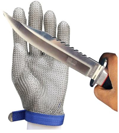 ARHEORMUH Kettenhandschuh 2 Stück Schnittschutzhandschuhe For Koch Und Metzger, Schnittfeste Kettenhandschuhe In Lebensmittelqualität, Verschleißfest Und Leicht Zu Reinigen(XXL)
