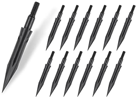 12pcs Metal Archery Arrowheads Traditional Arrow Broadheads Tips Hunting Points 125 Grain Black Arrow Head Crossbow Compound Bow Shooting Archery Broadheads